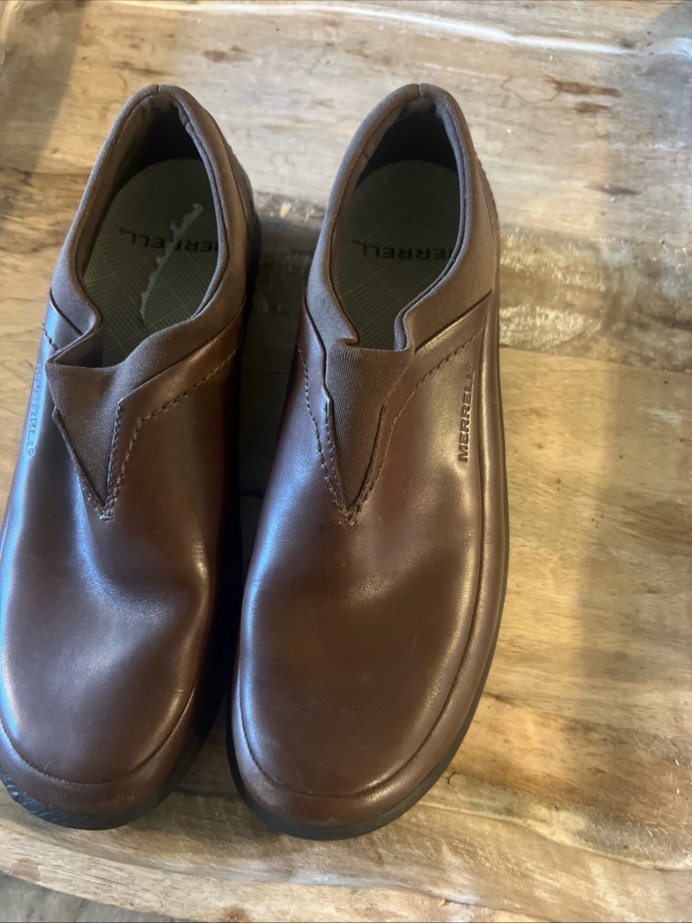 Merrell Brown Leather Slip-On Mules